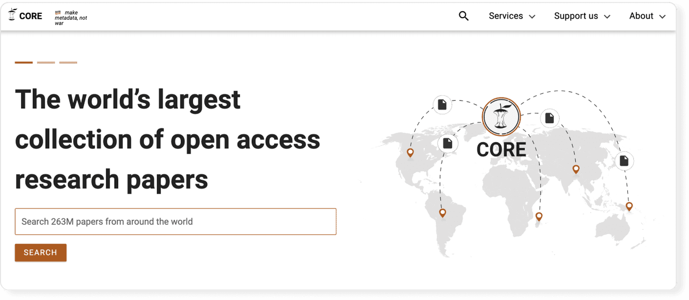 Search interface of the CORE academic search engine